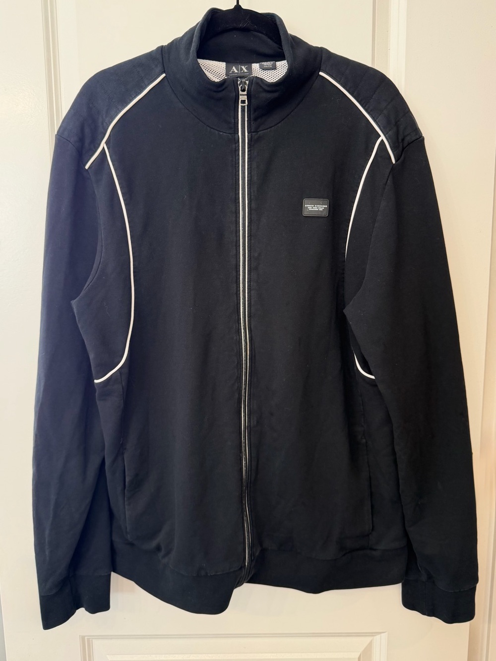 Armani Exchange Black Jacket with White Piping
